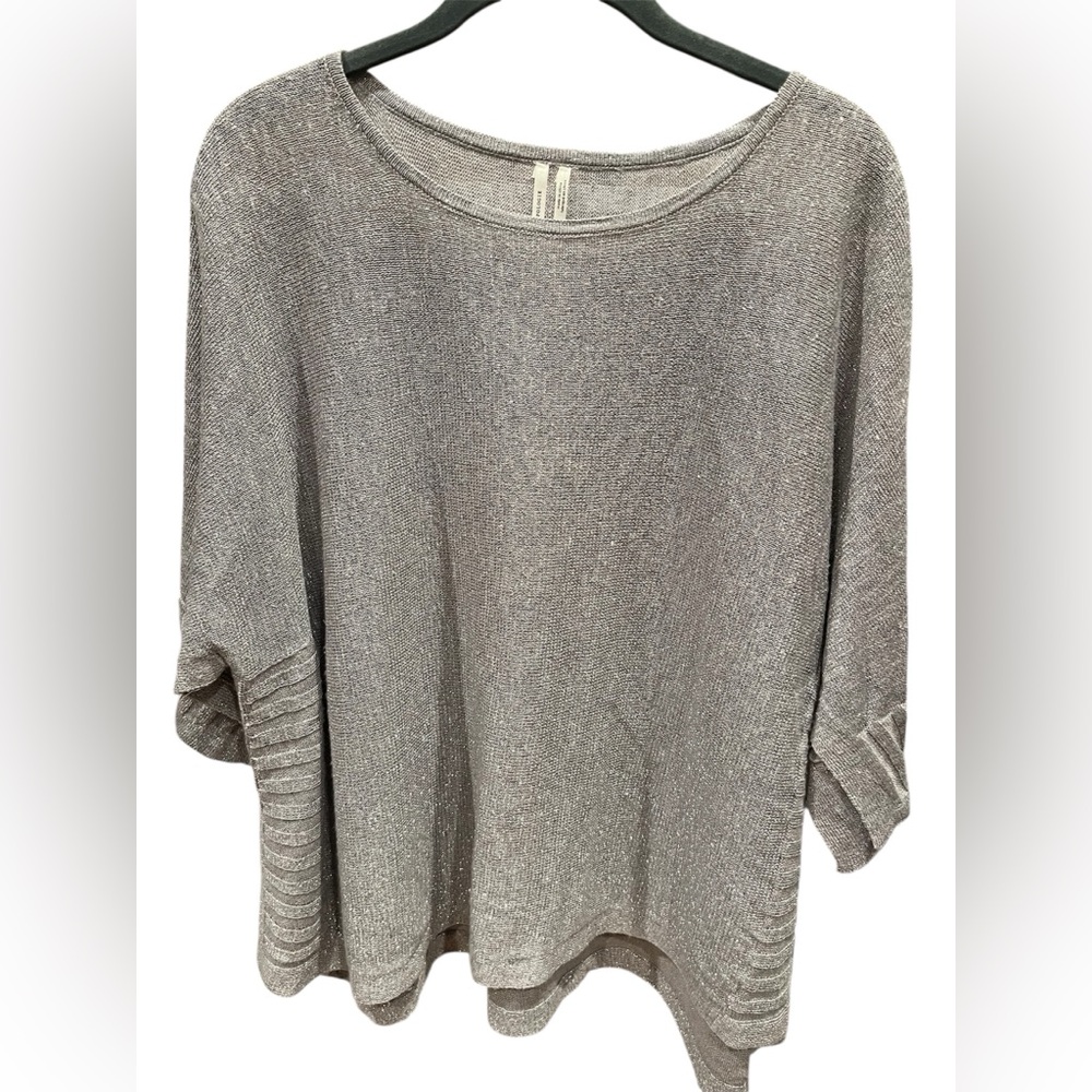 Anthropologie Silver Metallic Sweater
